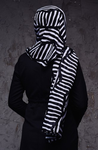 Zebra Desen Şal 168-169 Siyah Beyaz