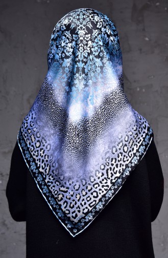 Leopard Printed Rayon Scarf 70085-07 Baby Blue 70085-07