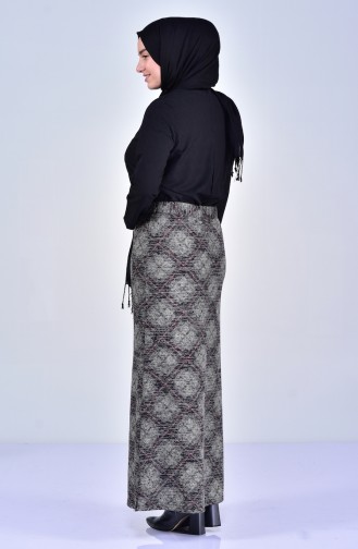 Large Size Patterned Skirt 1038-01 Plum 1038-01