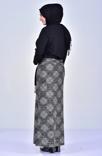 Large Size Patterned Skirt 1038-02 Black 1038-02