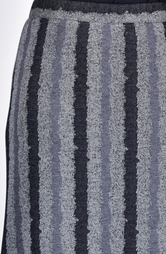 Large Size Striped Bell Skirt 1040-06 Black Gray 1040-06