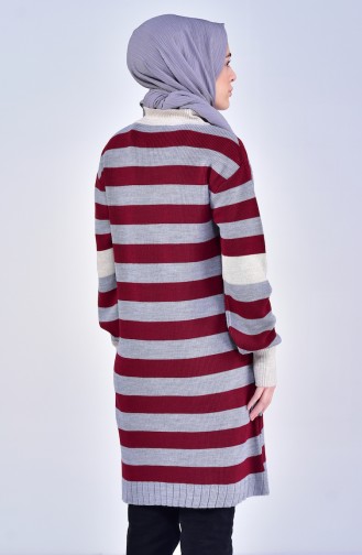 Knitwear Striped Sweater 4102-02 Bordeaux Gray 4102-02