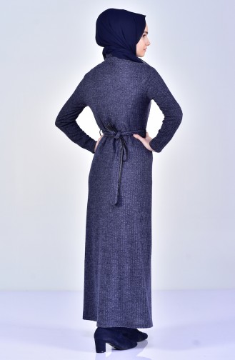 Boğazlı Kışlık Elbise 1701-02 Lacivert