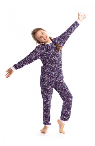 Girls´ Pajamas Set with Stars Pattern G1813 Purple 1813