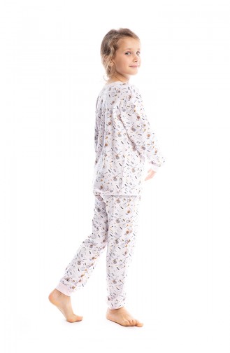 Geometric Patterned Girl´s Children´s Pajamas Set G1814 Powder Pink 1814