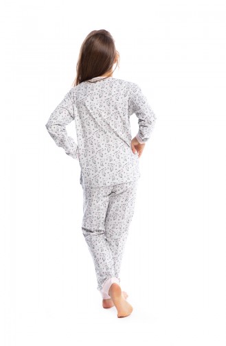Cat Patterned Girl Pajamas Set G1815 Light Beige 1815