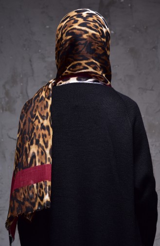 Leopard Patterned Flamed Shawl 2109-14 Cherry 2109-14
