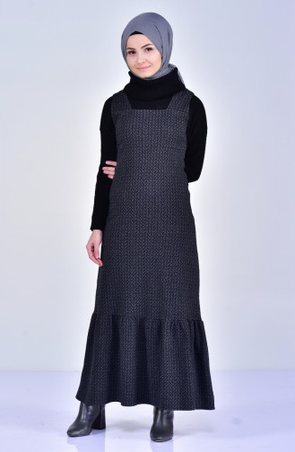 Kışlık Jile Elbise 7100-02 Siyah