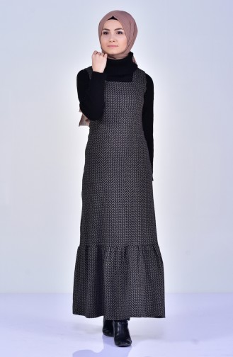 فستان بتصميم دون اكمام 7100-05 لون بُني مائل للاكمام 7100-05