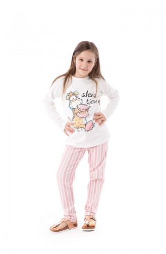 Ensemble Pyjama Pour Enfant Fille G1801 Creme Poudre 1801