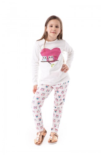 Desenli Kız Çocuk Pijama Takımı G1802 Pembe 1802