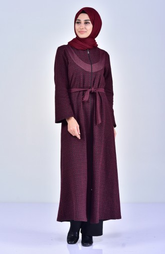 Abaya D`hiver a Fermeture 7087-06 Bordeaux 7087-06