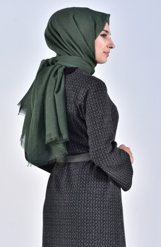 Dilber Zippered Winter Abaya 7087-08 Khaki Green 7087-08