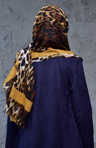 Leopard Patterned Flamed Shawl 2109-06 Yellow 2109-06