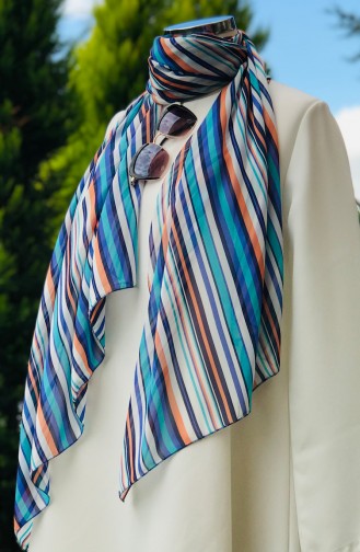 Gestreifter Chiffon-Schal 60351-01 Weiss 60351-01