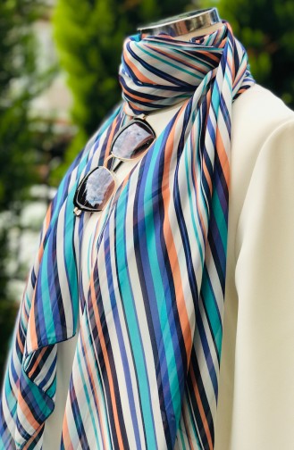 Gestreifter Chiffon-Schal 60351-01 Weiss 60351-01