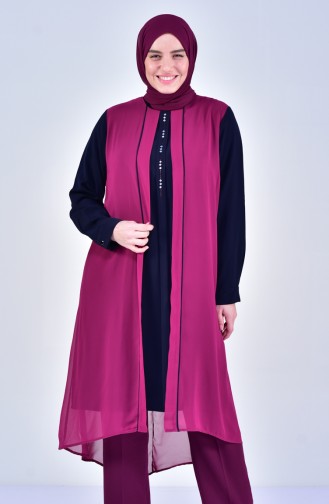 Large Size Asymmetric Tunic 1637-05 Black Plum 1637-05