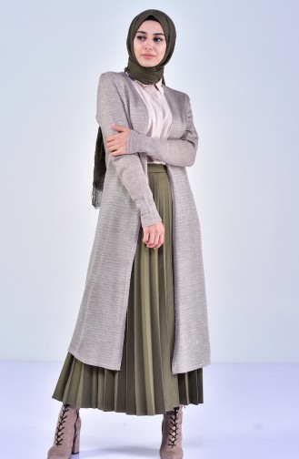 Pullu Hırka 7695-01 Vizon