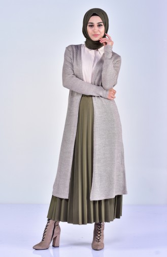 Pullu Hırka 7695-01 Vizon