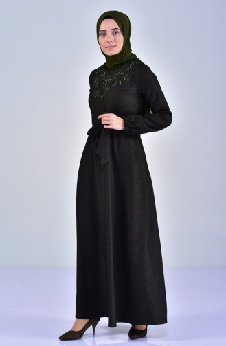 Kleid mit Spitze und Band 5007-01 Dunkel grün 5007-01