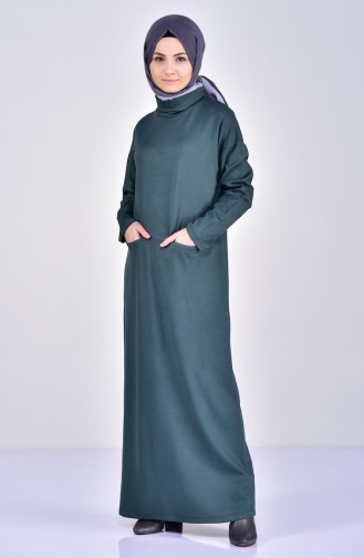 Trikot Kleid mit Taschen 9075-01 Smaragdgrün 9075-01