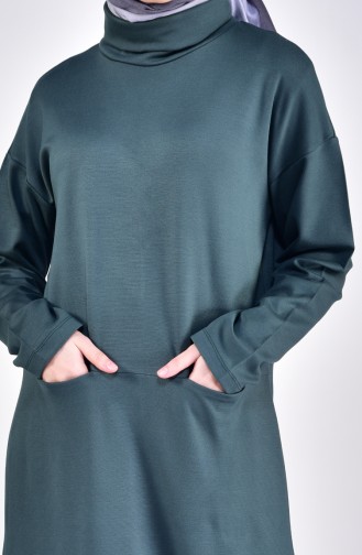 Trikot Kleid mit Taschen 9075-01 Smaragdgrün 9075-01