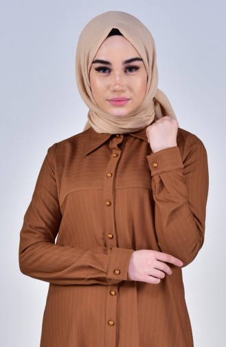 Buttoned Asymmetric Tunic 5000-03 Taba 5000-03