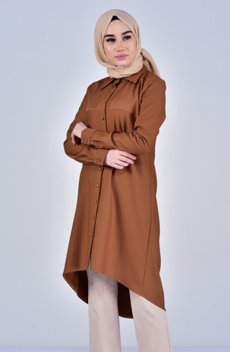 Buttoned Asymmetric Tunic 5000-03 Taba 5000-03