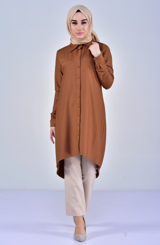 Buttoned Asymmetric Tunic 5000-03 Taba 5000-03