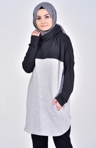 Pearls Trikcot Polo-Neck Tunic 6106-01 Anthrciate Gray 6106-01