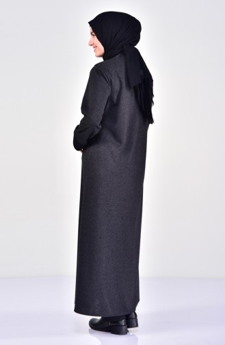 EFE Large Size Zippered Winter Abaya 0358-01 Black 0358-01