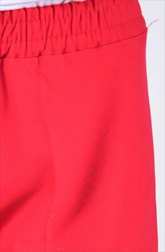 Lastikli Düz Paça Pantolon 2051-04 Kırmızı