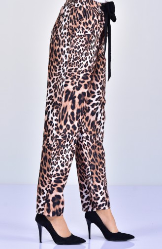 Pantalon a Motifs Léopard 99183016-02 Noir Camel 99183016-02
