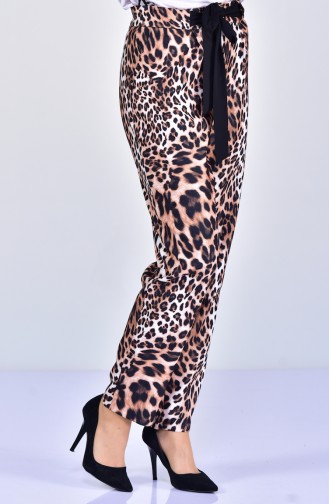 Pantalon a Motifs Léopard 99183016-02 Noir Camel 99183016-02