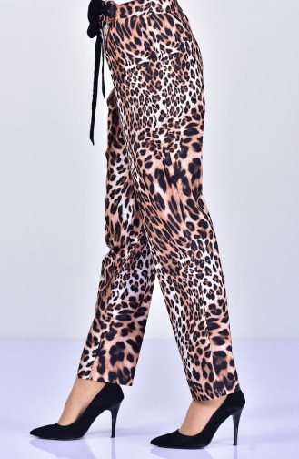 Pantalon a Motifs Léopard 99183016-02 Noir Camel 99183016-02