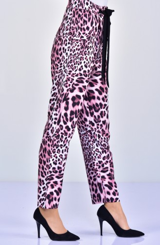 Leopard gemusterte Hose 99183016-03 Schwarz Rosa 99183016-03