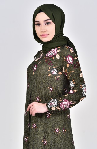 دلبر فستان بتصميم مُطرز 7059-01 لون اخضر 7059-01