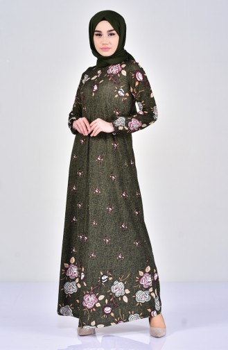 دلبر فستان بتصميم مُطرز 7059-01 لون اخضر 7059-01