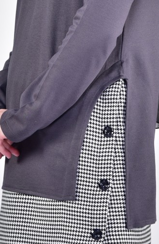 Knitwear Garnished Asymmetric Tunic 6104-02 Gray 6104-02