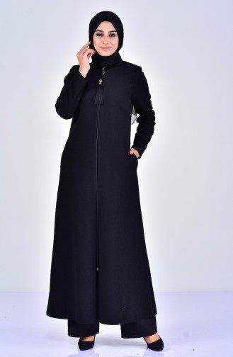 EFE Zippered Winter Abaya 1005-01 Black 1005-01