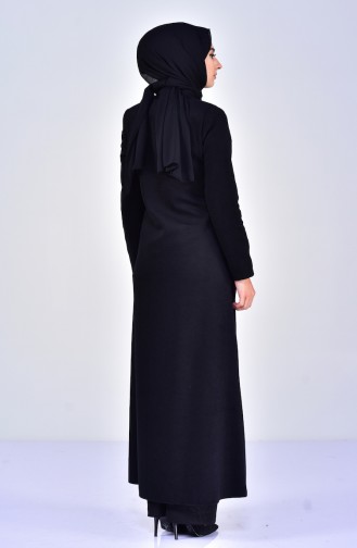 Abaya Hivernal a Fermeture 1005-01 Noir 1005-01