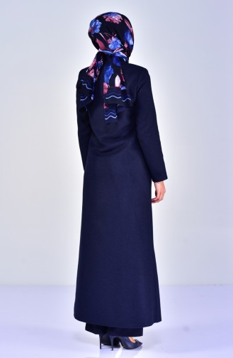 Zippered Winter Abaya 1005-02 Navy 1005-02