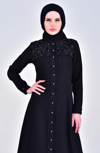 Lace Detailed Abaya 5003-03 Black 5003-03