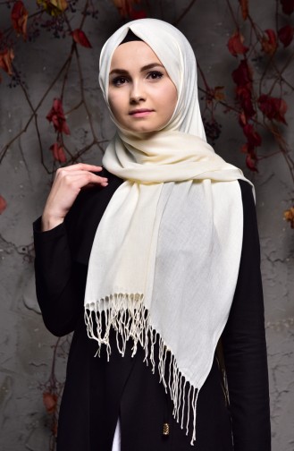 Düz İnce Paşmina Şal 901405-10 Krem