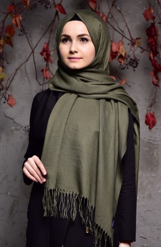 Düz Kalın Paşmina Şal 901406-03 Haki 901406-03