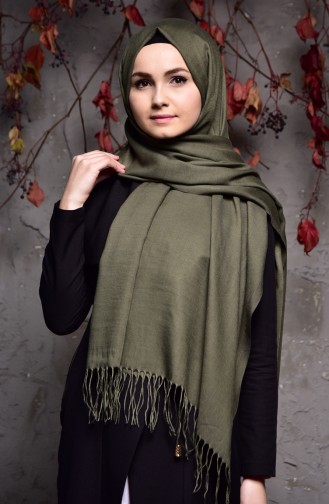 Düz Kalın Paşmina Şal 901406-03 Haki 901406-03