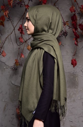 Düz Kalın Paşmina Şal 901406-03 Haki 901406-03