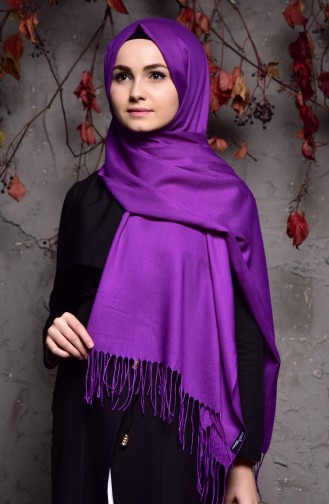 Düz Kalın Paşmina Şal 901406-17 Mor 901406-17