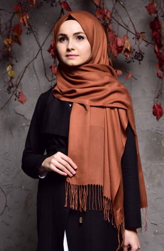 Plain Thick Pashmina Shawl 901406-24 Taba 901406-24