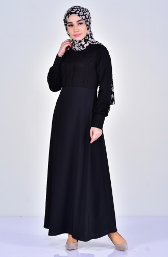 Kleid mit Spitze 5011-02 Schwarz 5011-02